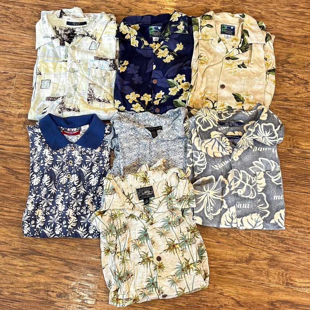 Vintage Hawaiian Floral Vacation Shirts 7 Shirt Bundle M-XXL